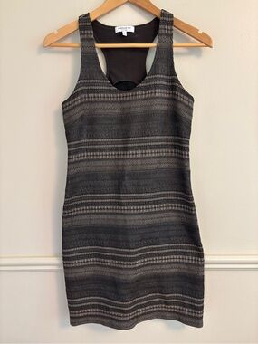 Emerson Fry taupe and brown Striped Racerback Mini Dress